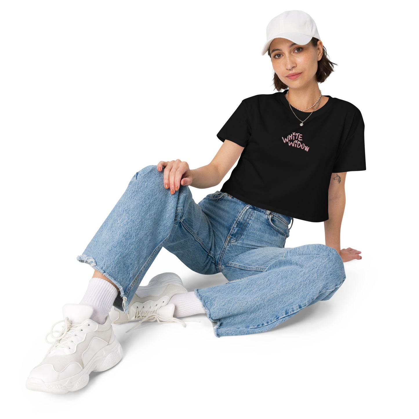White Widow - Embroidered Crop Top